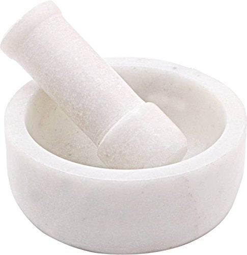Mortar and Pestle Set, Kharad, Masher Spice Mixer/Okhli and muscle/Kharal for Kitchen 4 inches,White Color