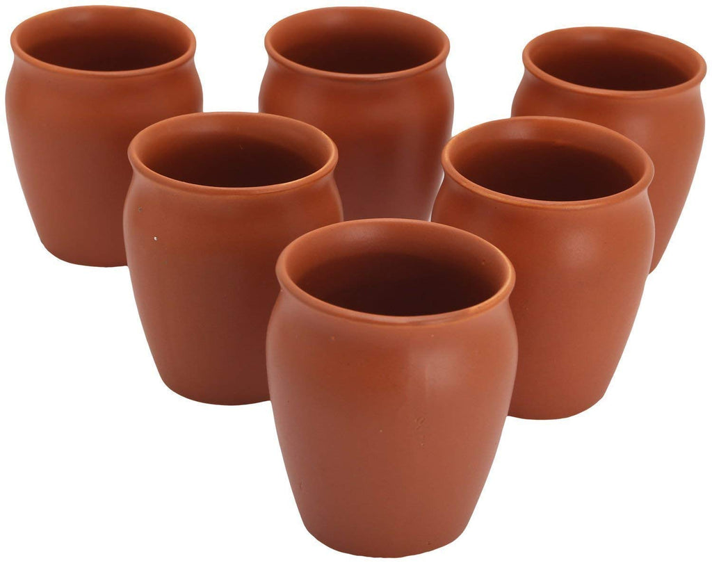 Organic Clay Crafts Clay Kulhad/ Mitti/ teracotta Tea Cup - 6 Pieces, Brown
