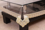 PVC 6 Seater Transparent Plastic Dining Table Cover - Gold