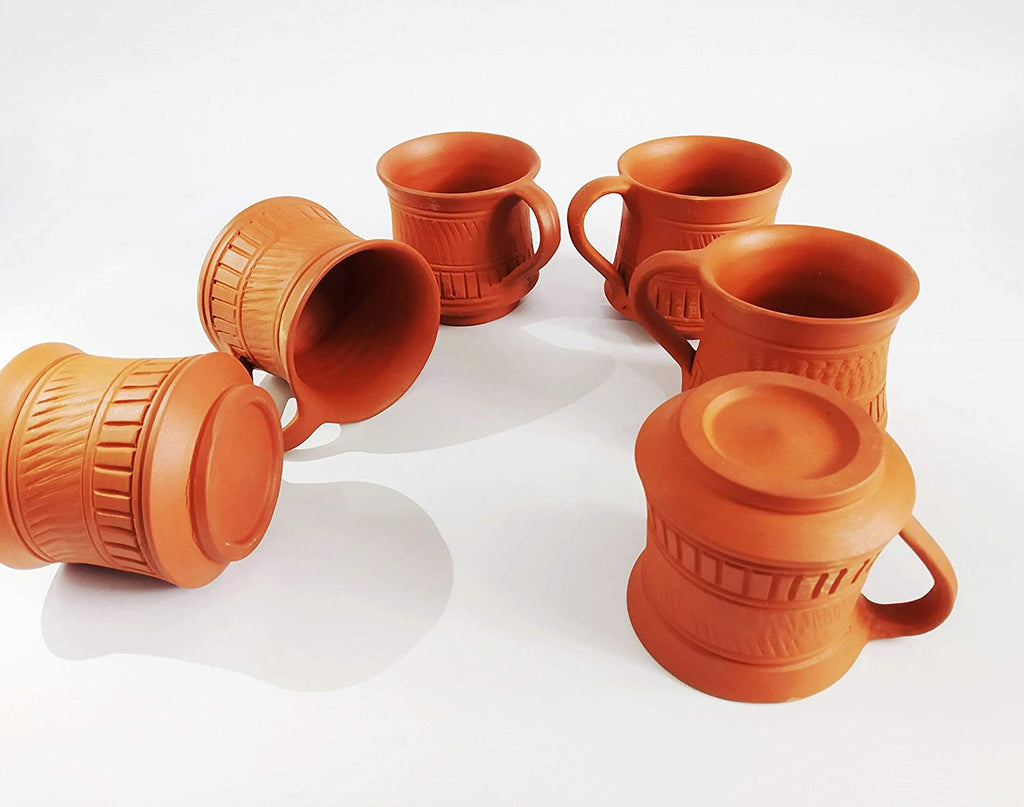 Home Décor Terracotta/Mitti Coffee/Tea Cups - 6 Pieces, Brown, 120 ml