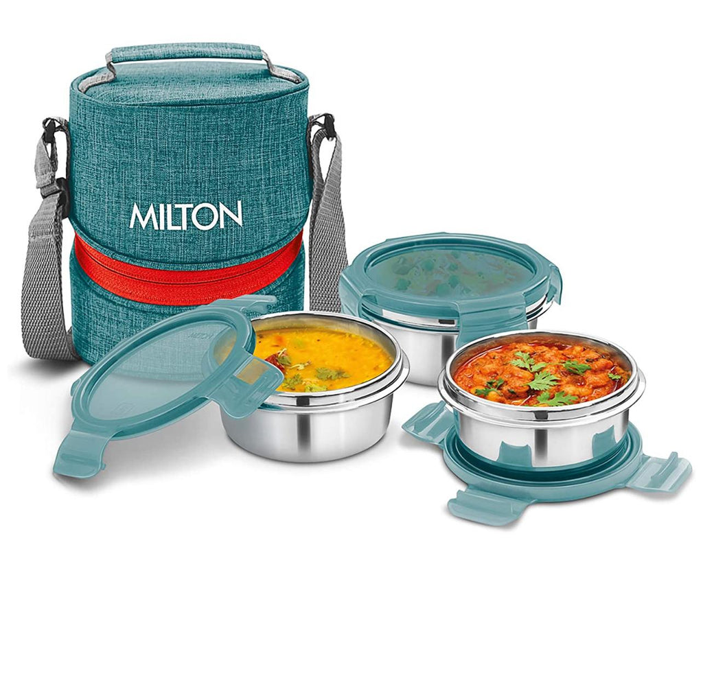 Milton Chic 3 Stainless Steel Lunch Box / Tiffin Box, Set of 3, Green
